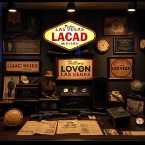 Display of unique mob-era artifacts at The Mob Museum.