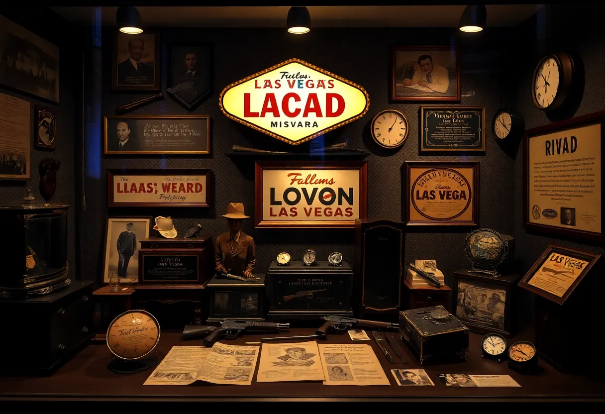 Display of unique mob-era artifacts at The Mob Museum.