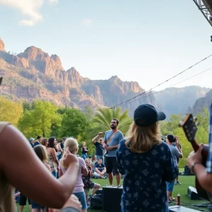 Families enjoying the Music on the Mountain concert at Lee Canyon
