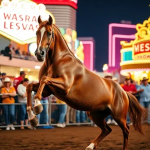 A mustang performing at the Mustang Champion Competition
