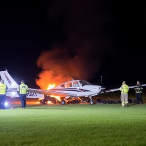 Crash site of a Piper PA-28 aircraft near Needles Airport