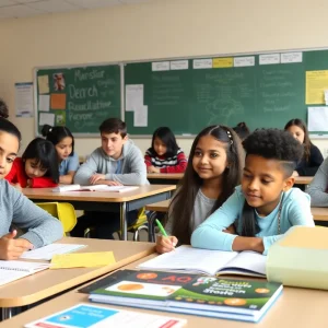 Diverse classroom in Nevada with students engaged in educational activities.