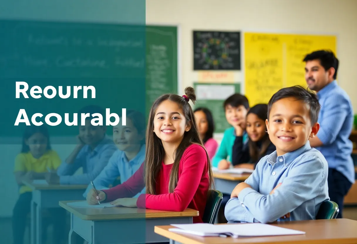 Classroom of students participating in an educational activity representing accountability in schools.