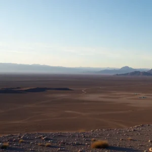 A landscape view of the Nevada Test Site emphasizing safety and environmental concerns.