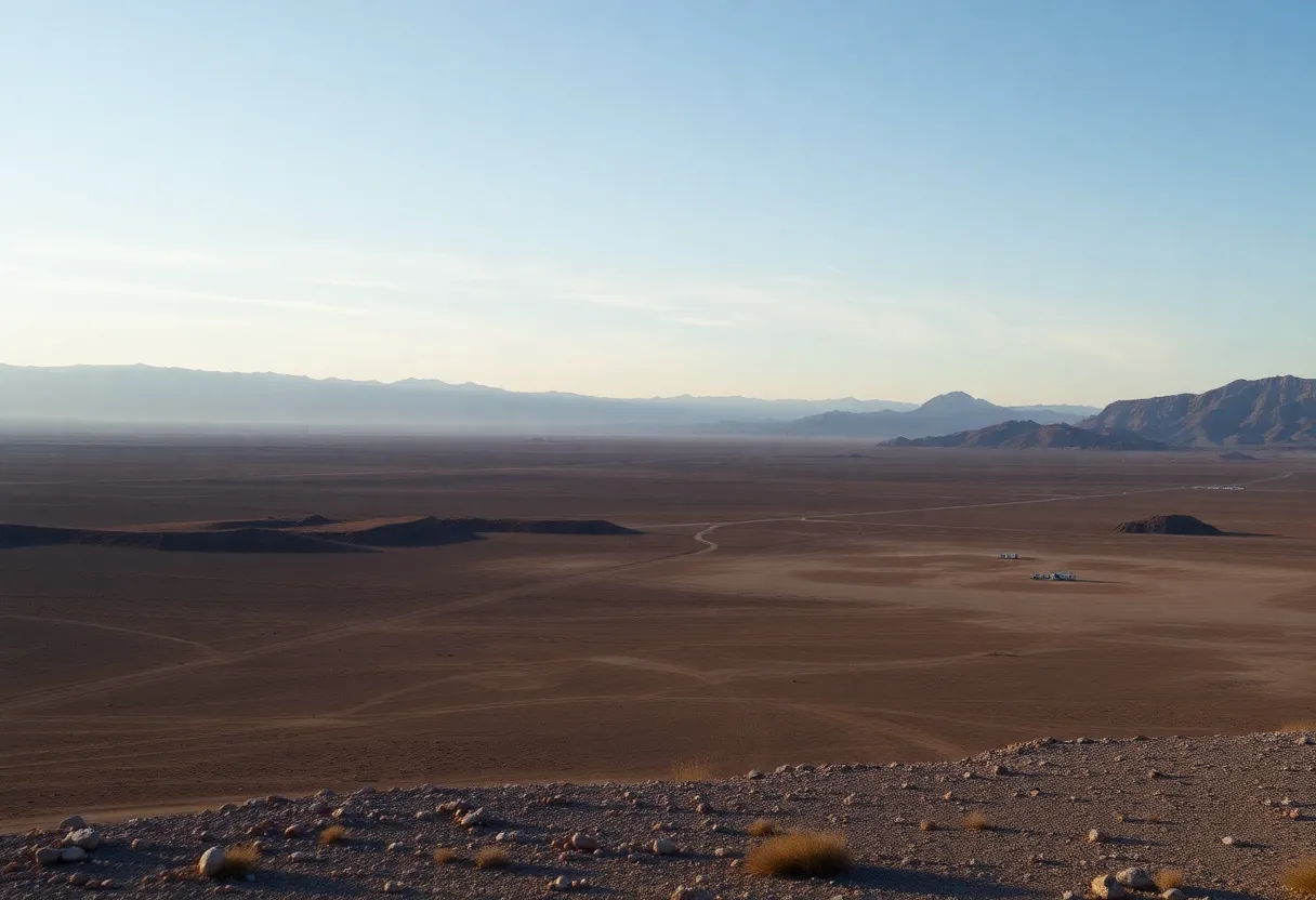 A landscape view of the Nevada Test Site emphasizing safety and environmental concerns.