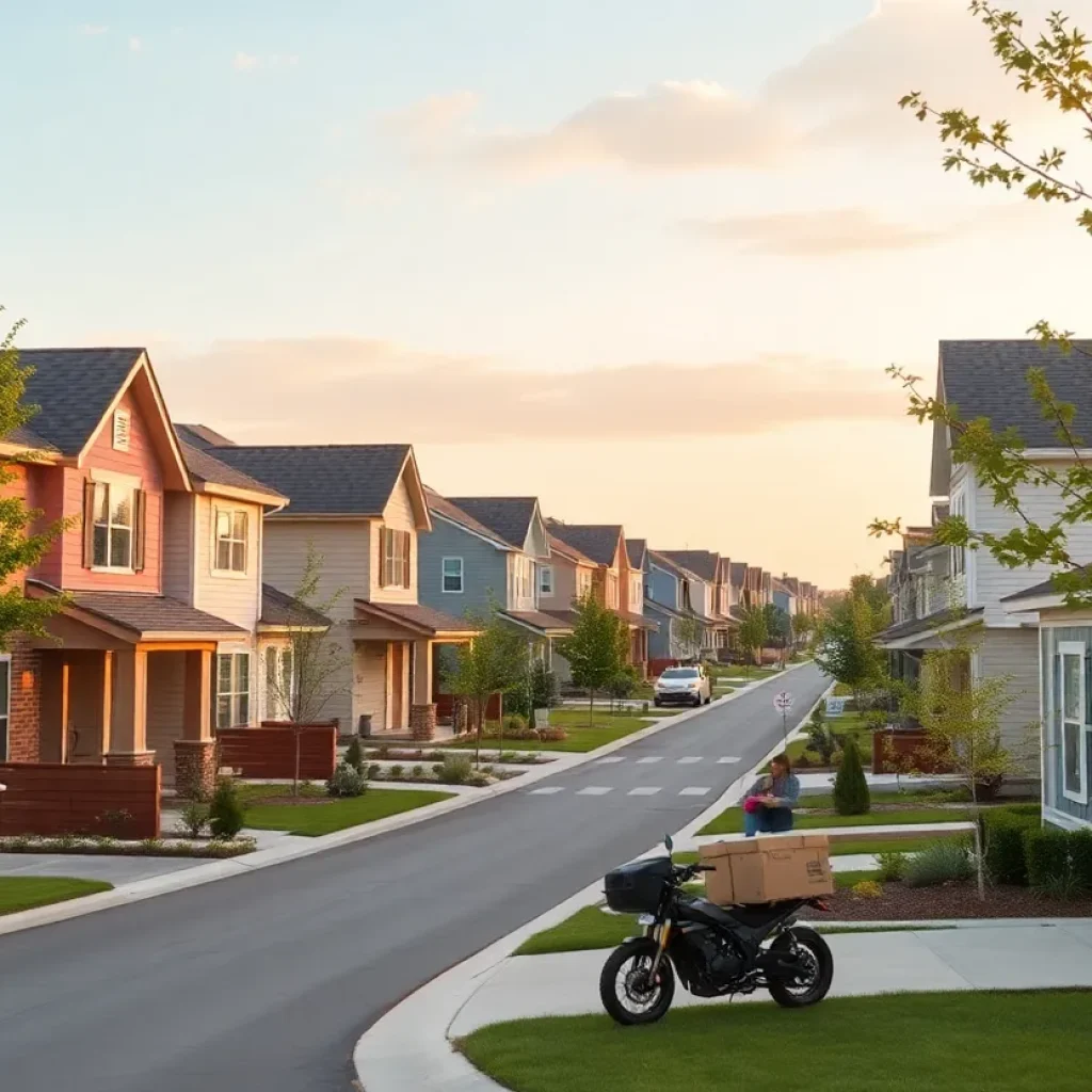 Suburban neighborhood with homes featuring fiber internet service.