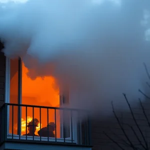 Firefighters responding to a fire in northeast Las Vegas apartment
