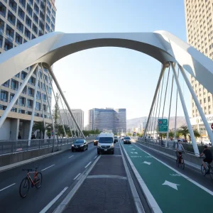Peace Way Bridge with pedestrians and cyclists