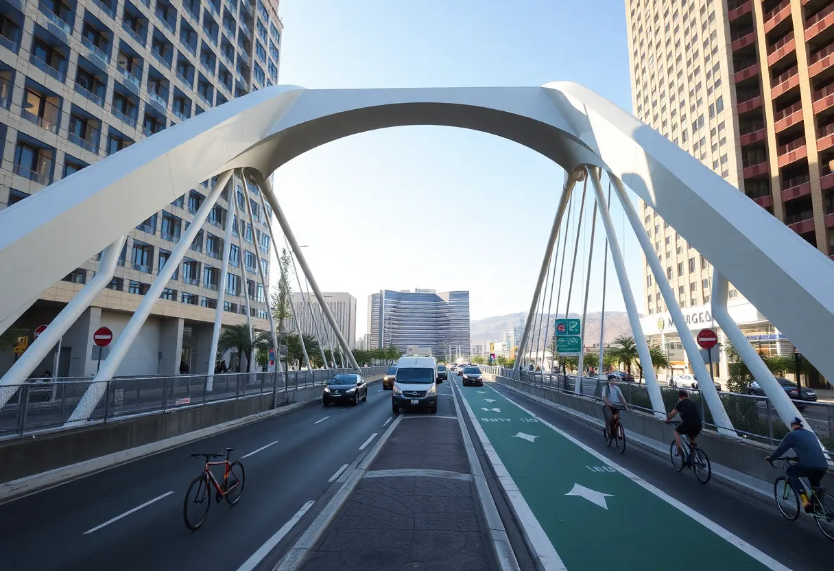 Peace Way Bridge with pedestrians and cyclists