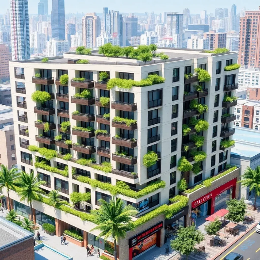 Illustration of the Pearl residential complex in Las Vegas Chinatown