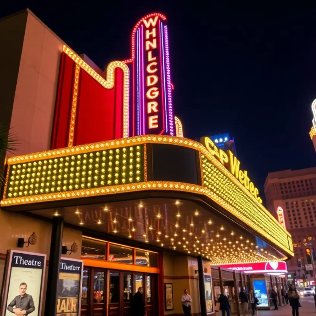 New art-deco marquee at the Smith Center for the Performing Arts in Las Vegas