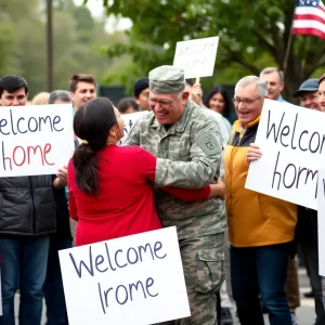 Emotional reunion of soldiers with their families in Nevada