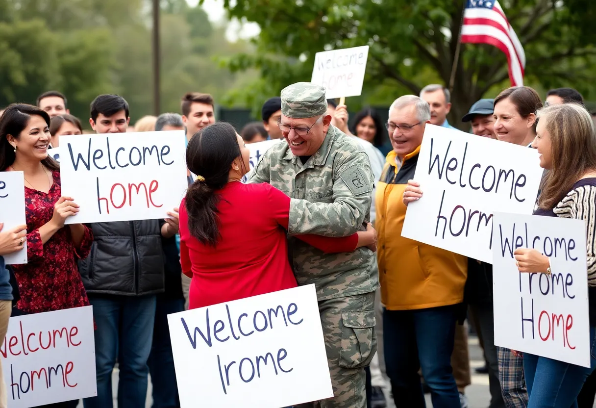 Emotional reunion of soldiers with their families in Nevada