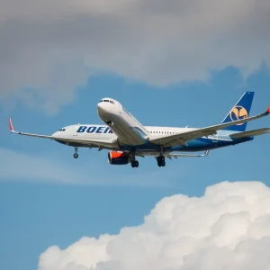 Boeing 737 in distress during a flight emergency