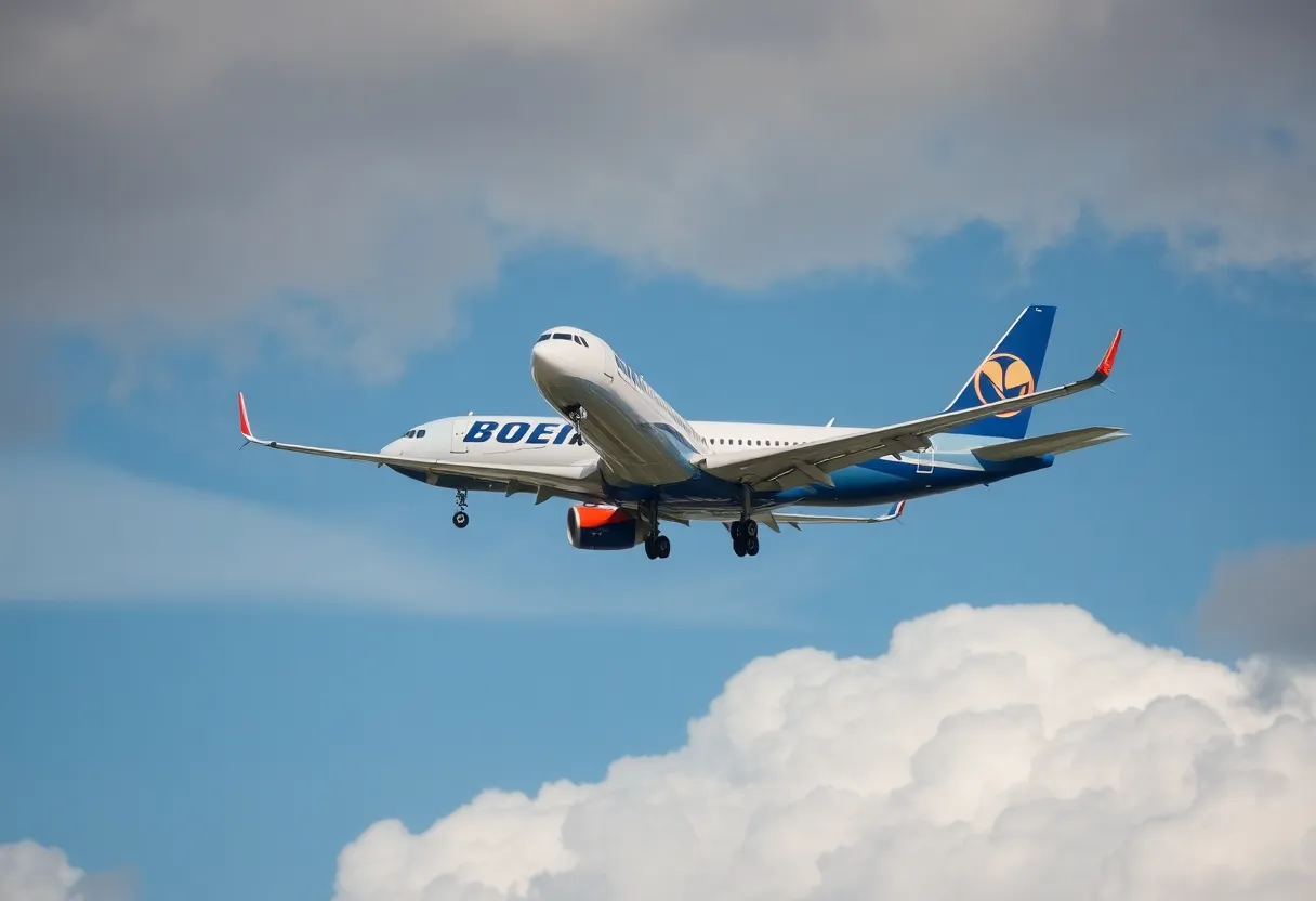 Boeing 737 in distress during a flight emergency
