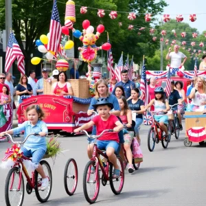 Colorful floats and participants at Summerlin Patriotic Parade
