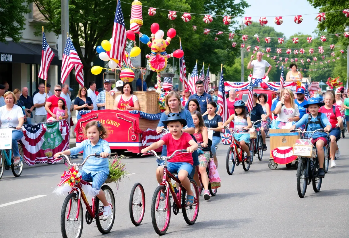 Colorful floats and participants at Summerlin Patriotic Parade