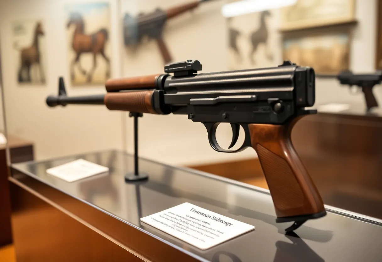 Historic Thompson submachine gun displayed at the Mob Museum
