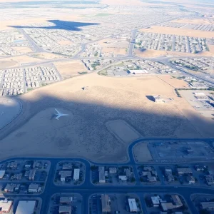 Aerial view of undeveloped land in Southern Nevada