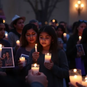 Community members holding candles in support of Jaime Alanis