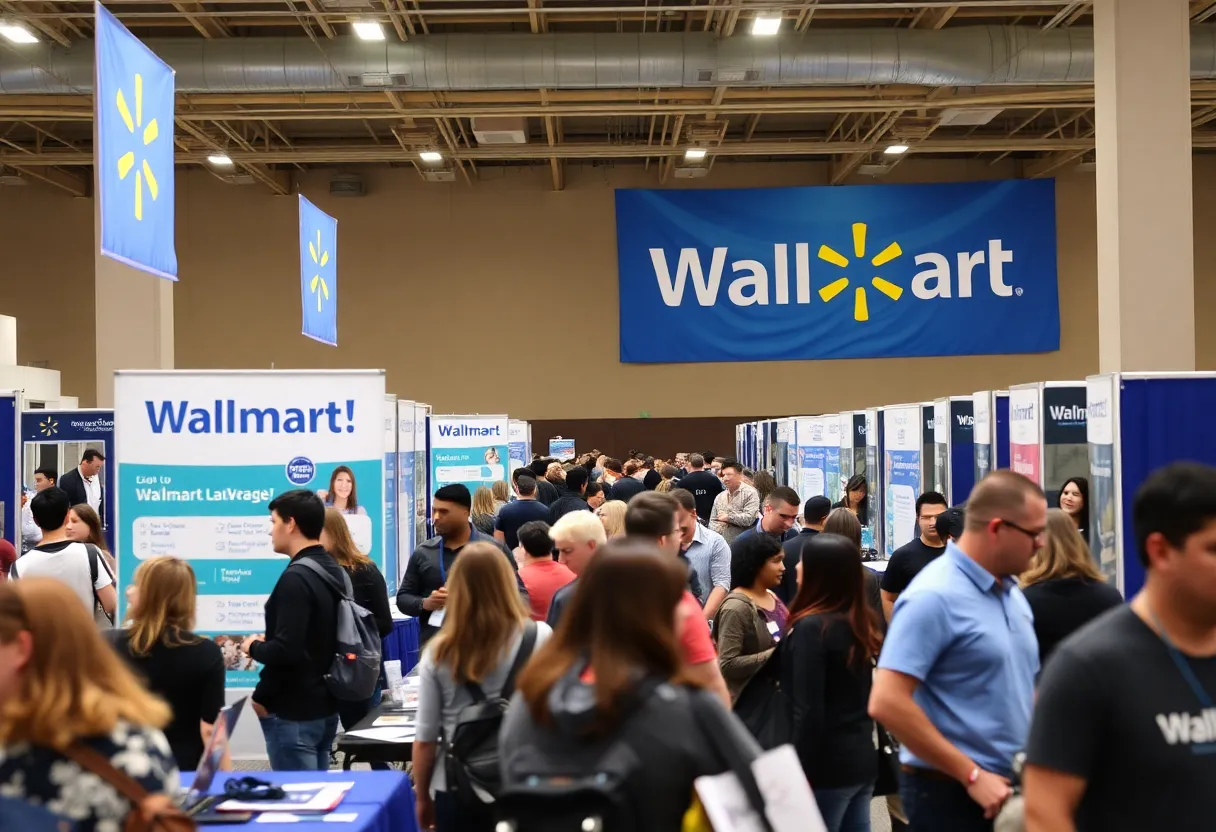 Walmart hiring fair in Las Vegas with people applying for jobs