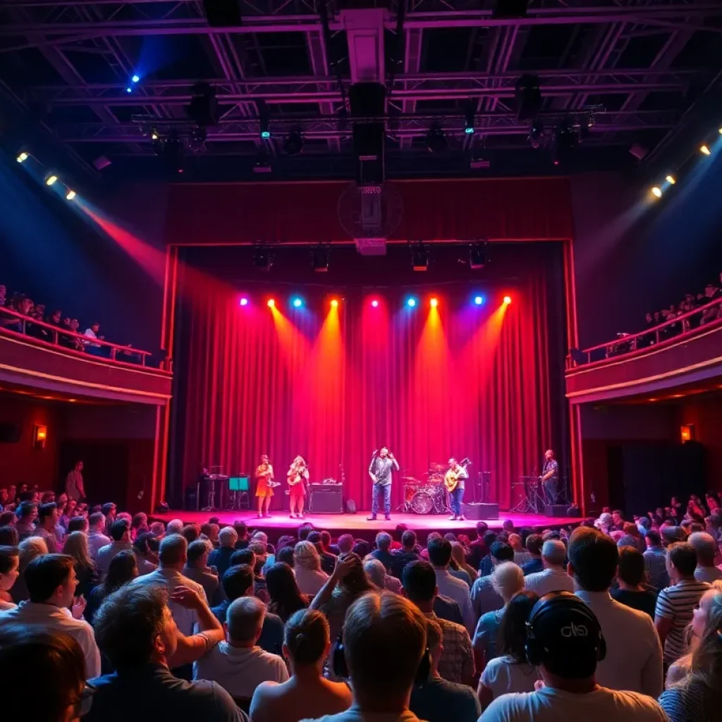 Interior view of X Rocks Theater with performers on stage