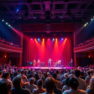 Interior view of X Rocks Theater with performers on stage