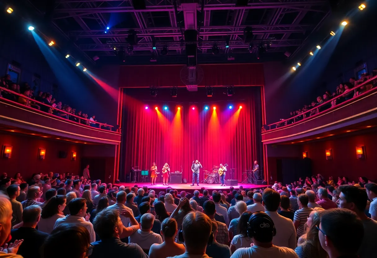 Interior view of X Rocks Theater with performers on stage