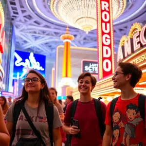 Young tourists experiencing Las Vegas attractions