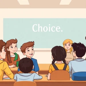 Diverse group of students discussing educational options