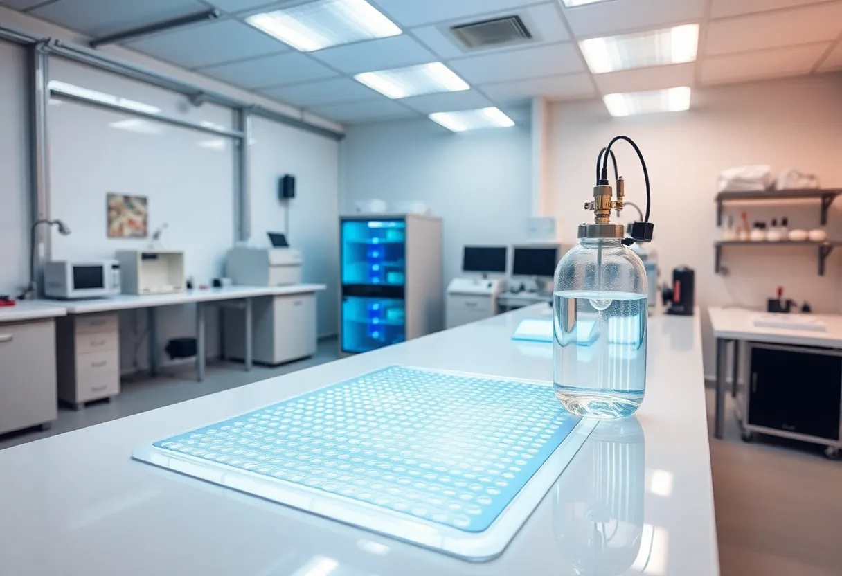 A demonstration of atmospheric water harvesting technology in a Las Vegas lab.