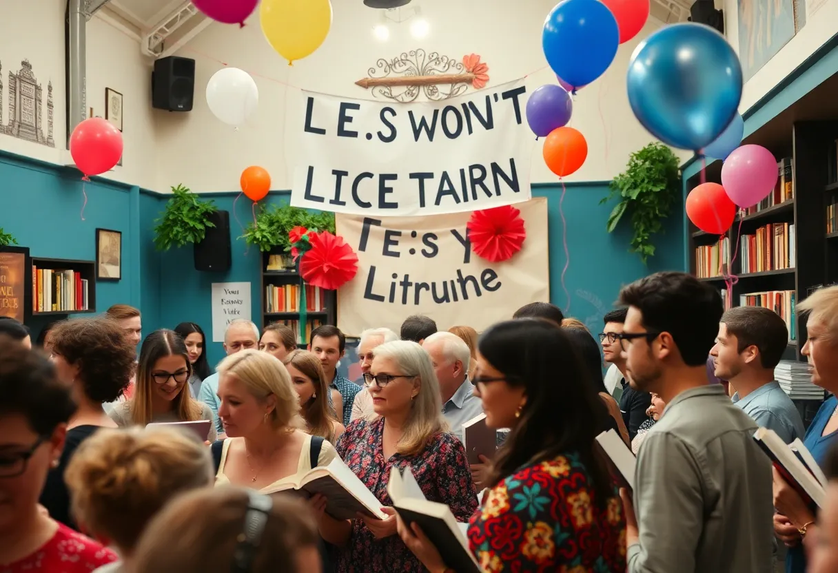 Literary celebration at Black Mountain Institute with writers and audience