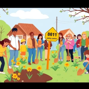 Community members engaging in safe digging practices while promoting Call 811 Day