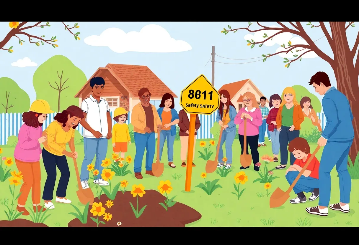 Community members engaging in safe digging practices while promoting Call 811 Day