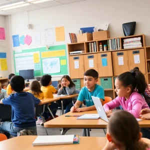 Students engaged in learning activities at a charter school in Clark County