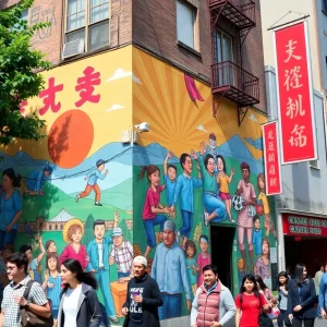 Mural showcasing Las Vegas Chinatown culture