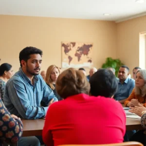 Community members discussing substance abuse education