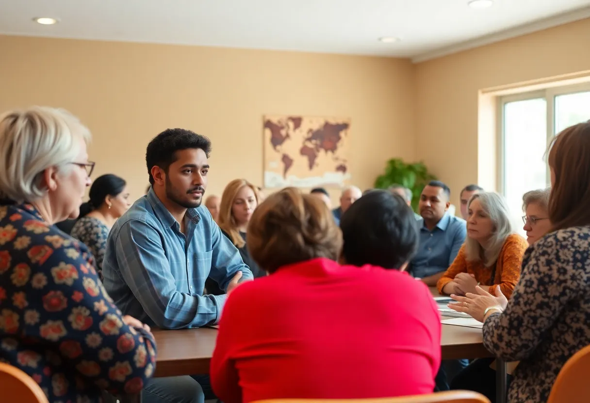Community members discussing substance abuse education
