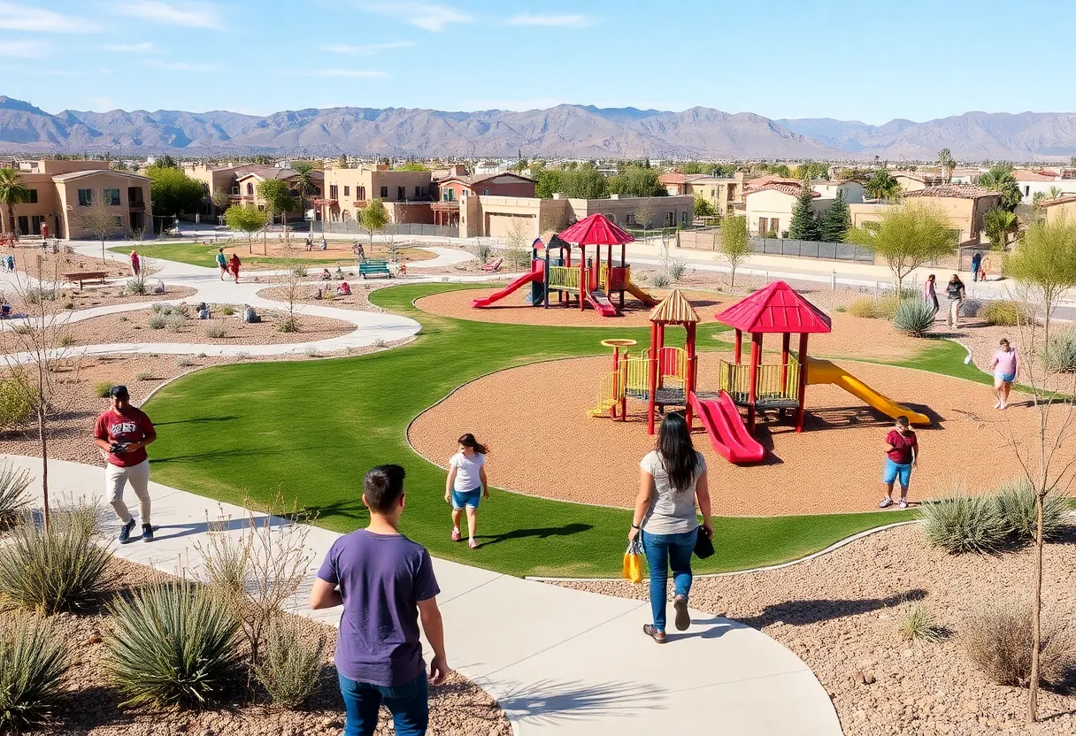 Community park in East Las Vegas with children playing