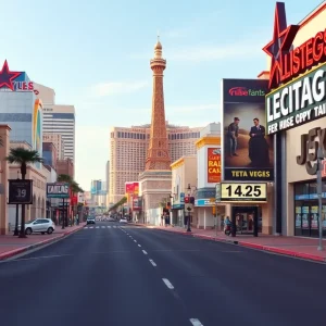 An empty street in Las Vegas highlighting the decline in tourist activity.