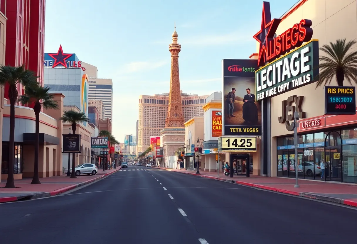 An empty street in Las Vegas highlighting the decline in tourist activity.
