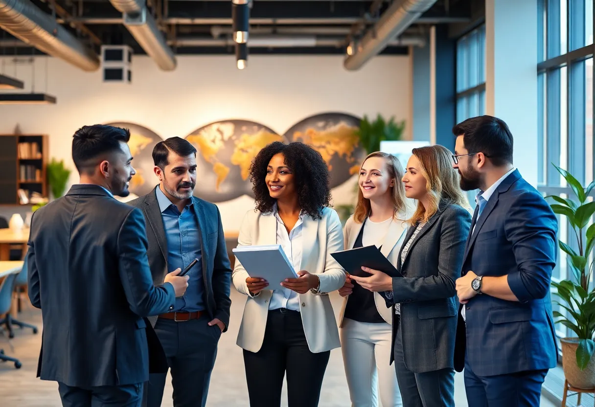 Diverse business leaders collaborating in Las Vegas