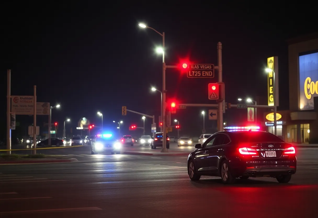 Police at the scene of a tragic hit-and-run incident in Las Vegas