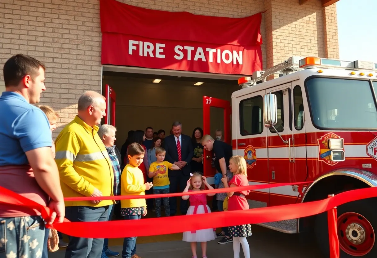Crowd celebrating the grand opening of Fire Station 39 in Las Vegas