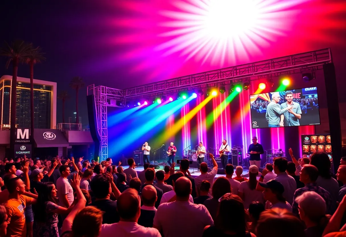 Crowd enjoying a concert at Fremont Street Experience in Las Vegas