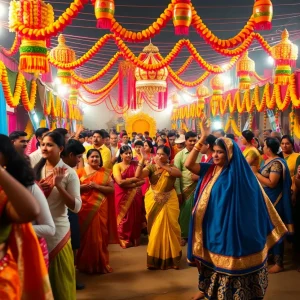 Celebration of India's Independence Day with traditional dance and vibrant colors