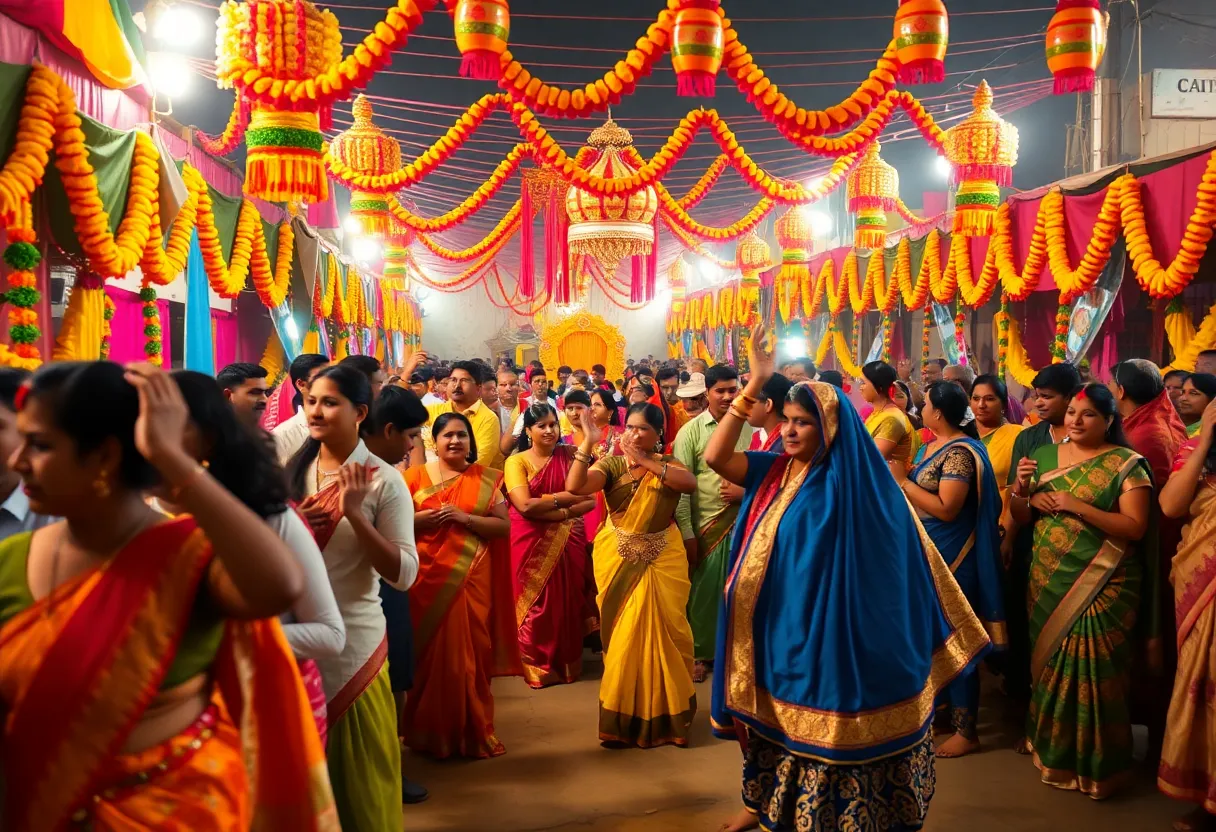 Celebration of India's Independence Day with traditional dance and vibrant colors