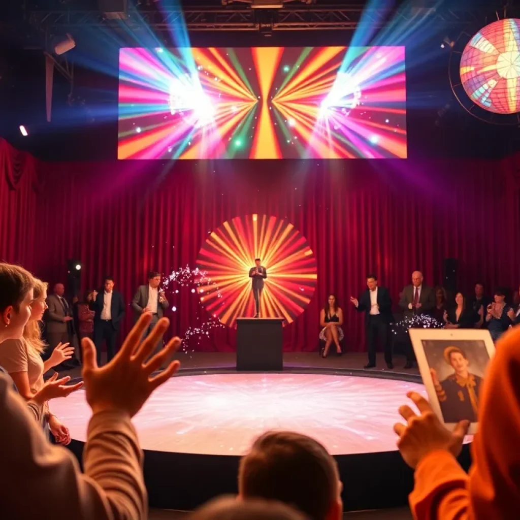 A captivating moment from a magic show featuring audience interaction