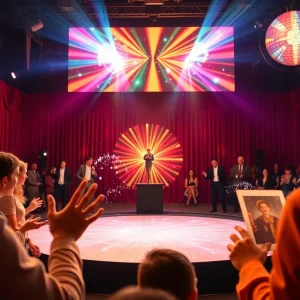 A captivating moment from a magic show featuring audience interaction