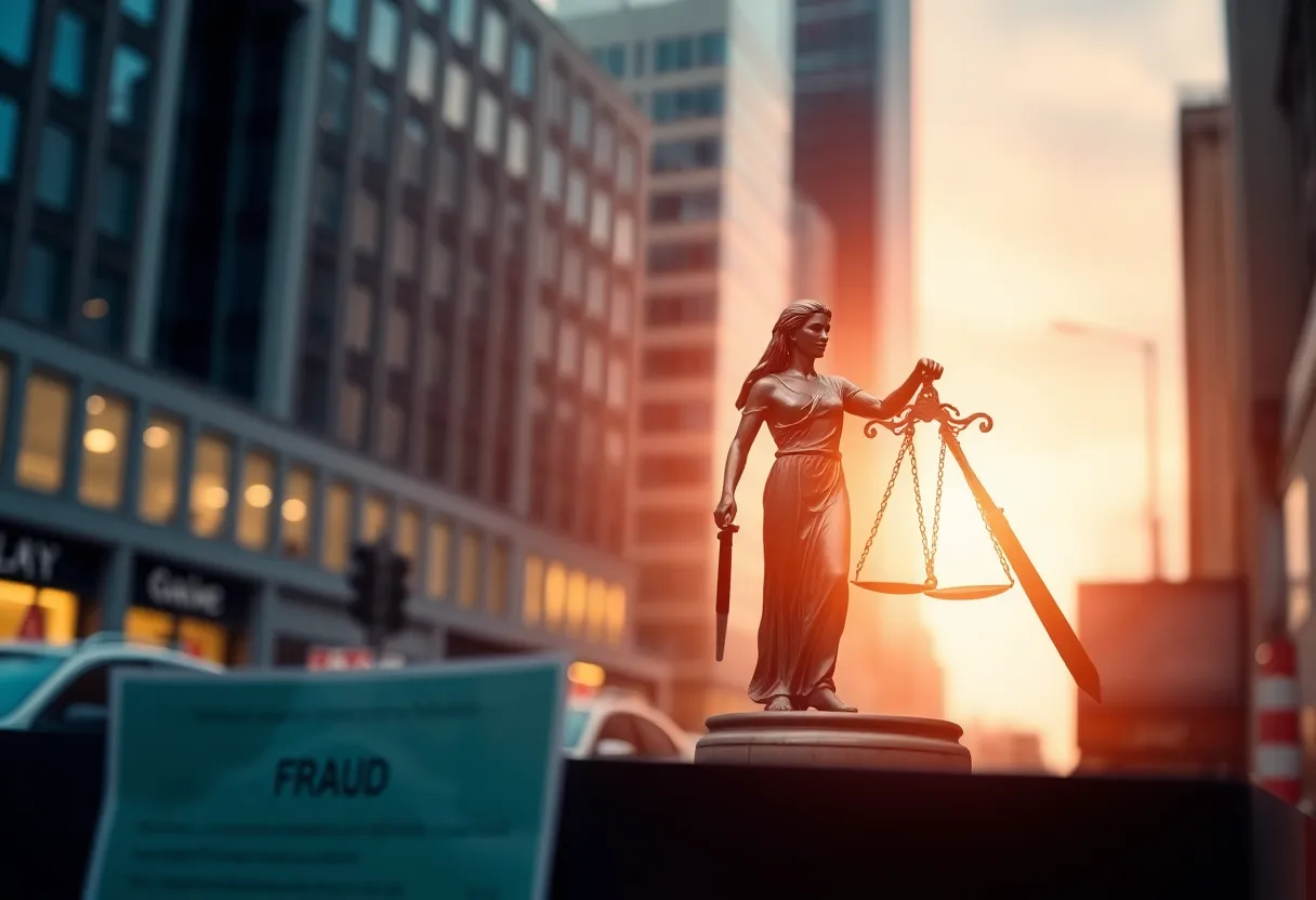 Abstract representation of justice and unemployment fraud